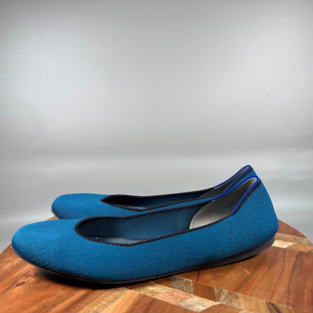Rothys The Flat Womens 10 Bright Blue Rounded Toe Washable Knit Ballet Flats - Picture 3 of 7